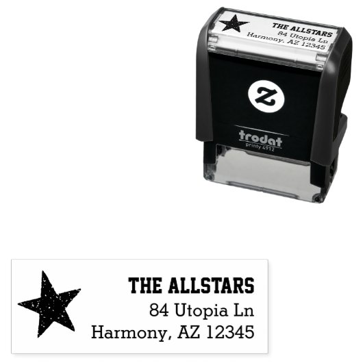 Aangepaste familienaam | Rustic Star Retouradres Zelfinktende Stempel (In situ)