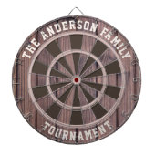 Aangepaste familienaam Rustic Wood Kijk dartboard Dartbord (Voorkant)