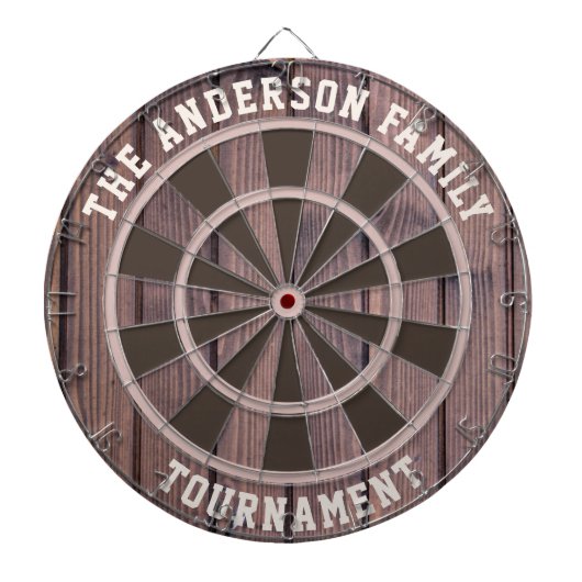 Aangepaste familienaam Rustic Wood Kijk dartboard Dartbord (Voorkant)