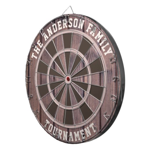 Aangepaste familienaam Rustic Wood Kijk dartboard Dartbord (Voorkant Rechts)