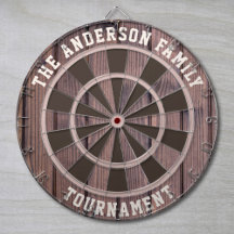 Aangepaste familienaam Rustic Wood Kijk dartboard