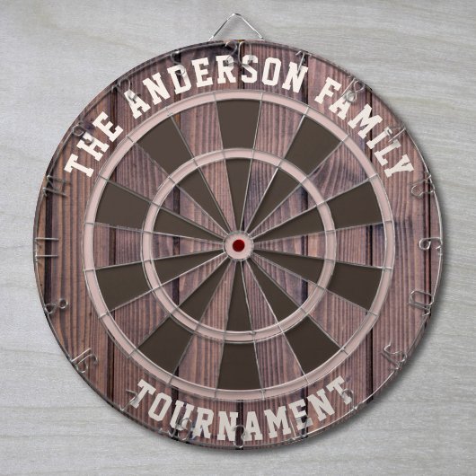 Aangepaste familienaam Rustic Wood Kijk dartboard Dartbord