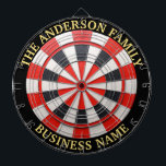 Aangepaste familienaam Rustiek Dartboard Dartbord<br><div class="desc">Een dartboard is een populair recreatief en competitief spel dat uren plezier biedt voor spelers van alle leeftijden en vaardigheidsniveaus. Typisch gemaakt van sisal vezels, kurk, of elektronische componenten, zijn dartboards ontworpen om de impact van darts te weerstaan, terwijl ze nauwkeurige scoringszones bieden. Standaard dartboards hebben een cirkelvormig ontwerp met...</div>