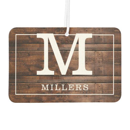 Aangepaste familienaam Rustiek hout Monogram Luchtverfrisser (Achterkant)