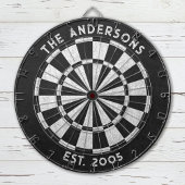 Aangepaste familienaam Rustiek Zwart Wit Dartboard Dartbord