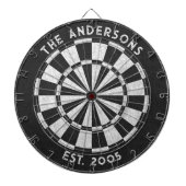 Aangepaste familienaam Rustiek Zwart Wit Dartboard Dartbord (Voorkant)