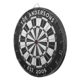 Aangepaste familienaam Rustiek Zwart Wit Dartboard Dartbord (Voorkant Rechts)