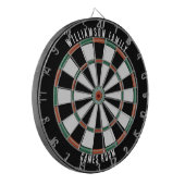 Aangepaste Familienaam Rustieke Spelkamer Dartbord (Voorkant Links)