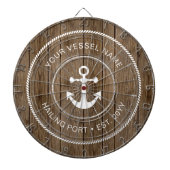 Aangepaste familienaam Rustisch hout Nautical Anch Dartbord (Voorkant)