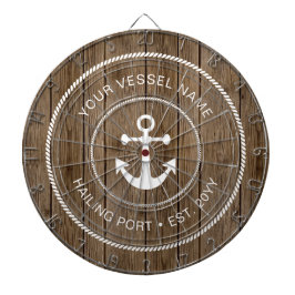 Aangepaste familienaam Rustisch hout Nautical Anch Dartbord