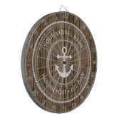 Aangepaste familienaam Rustisch hout Nautical Anch Dartbord (Voorkant Links)