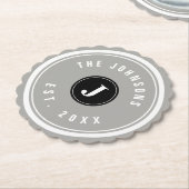 Aangepaste familienaam scallop edge papier onderze kartonnen onderzetters (Gekanteld)