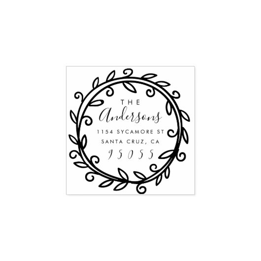 Aangepaste familienaam | Schattig script retouradr Rubberstempel (Afrduk)