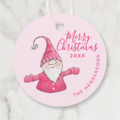 Aangepaste familienaam Schattige Gnome Pink Merry Bedankjes Labels (Achterkant)