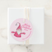 Aangepaste familienaam Schattige Gnome Pink Merry Bedankjes Labels (In situ)