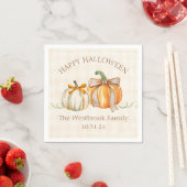 Aangepaste familienaam Schattige Pompoen Halloween Servet (Insitu)