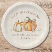 Aangepaste familienaam Schattigee pompoenbogen Tha Papieren Bordje