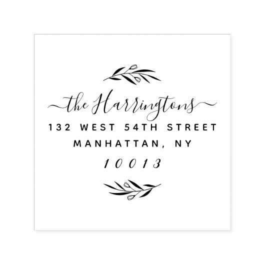 Aangepaste familienaam Script & Branch Retouradres Zelfinktende Stempel (Design)