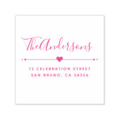 Aangepaste familienaam Script & Retouradres Fuchsi Zelfinktende Stempel (Design)