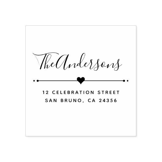 Aangepaste familienaam Script & Retouradres Houten Rubberstempel (Afrduk)