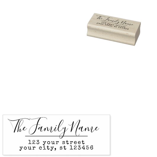 Aangepaste familienaam Script Retouradres Rubberstempel (Gestempeld)
