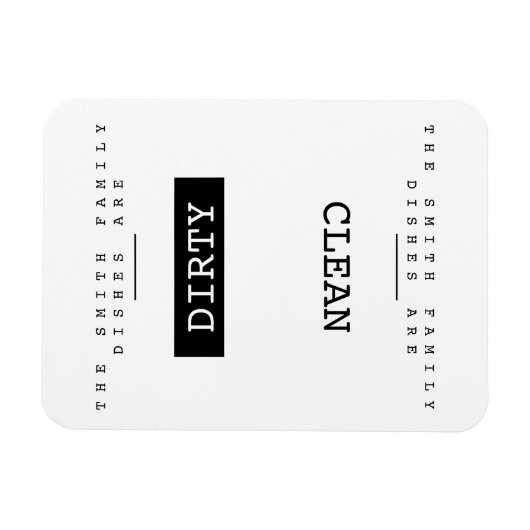 Aangepaste familienaam sjabloon Clean Dirty Vaatwa Magneet (Horizontaal)