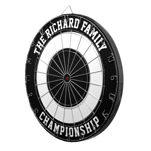 Aangepaste familienaam speciaal zwart dartboard dartbord (Voorkant Rechts)