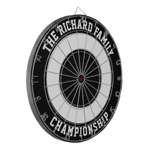 Aangepaste familienaam speciaal zwart dartboard dartbord (Voorkant Links)