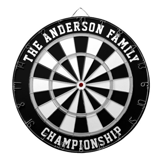 Aangepaste familienaam speciaal zwart dartboard dartbord (Voorkant)