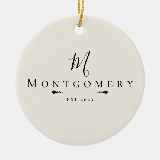 Aangepaste familienaam & stichtingsjaar Cadeau Keramisch Ornament (Voorkant)