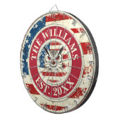 Aangepaste familienaam Uil Rustieke Amerikaanse vl Dartbord (Voorkant Rechts)