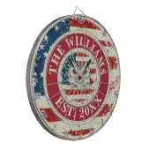 Aangepaste familienaam Uil Rustieke Amerikaanse vl Dartbord (Voorkant Links)