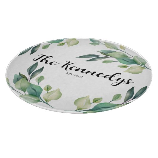 Aangepaste familienaam vastgesteld jaar bloemenbla snijplank (Hoek)