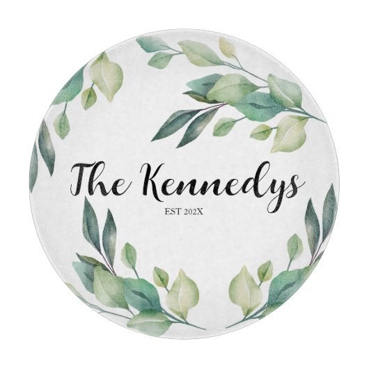 Aangepaste familienaam vastgesteld jaar bloemenbla snijplank (Voorkant)