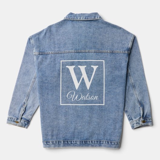 Aangepaste familienaam Vierkant Monogram Denim Jacket (Achterkant)