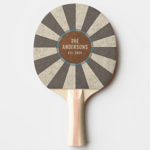 Aangepaste familienaam vintage retro zonnestraal  tafeltennisbatje