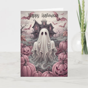 Aangepaste familienaam Vintage spook & heksenhuis Kaart