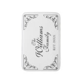 Aangepaste familienaam voor zwart-wit badmat (Voorkant Verticaal)