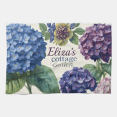 Aangepaste familienaam waterverf hydrangea theedoek (Horizontaal)