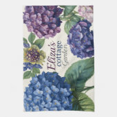 Aangepaste familienaam waterverf hydrangea theedoek (Verticaal)
