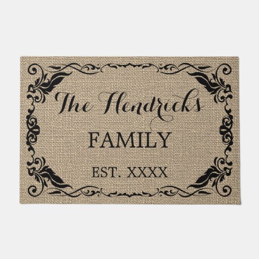 Aangepaste  familienaam Welkom Deurmat (Voorkant)