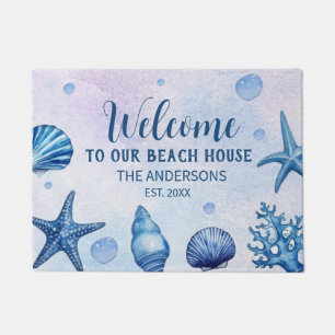 Aangepaste familienaam Welkom in ons strandhuis Deurmat
