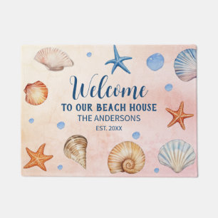Aangepaste familienaam Welkom in ons strandhuis Deurmat