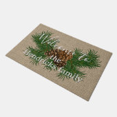 Aangepaste familienaam Welkom op Faux Burlap Patte Deurmat (Schuin)
