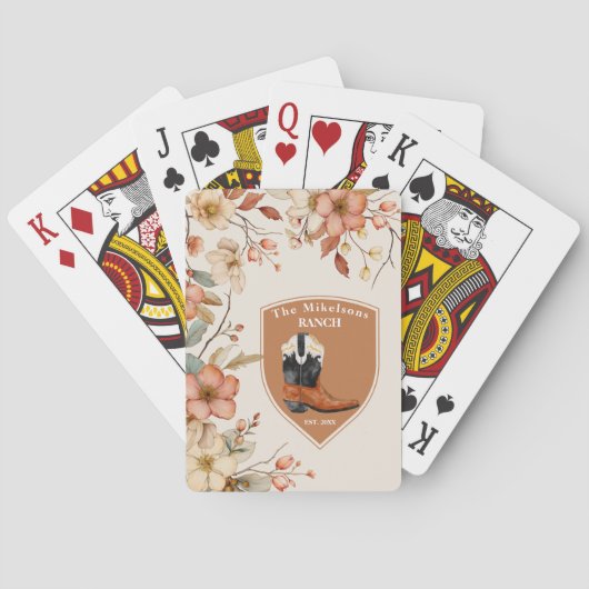 Aangepaste familienaam Western Ranch Pokerkaarten (Achterkant)