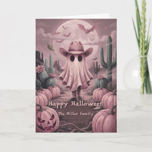 Aangepaste familienaam Westerse Roze Geest Cowboy Kaart