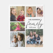 Aangepaste familienaam White 6 Foto Collage Fleece Deken (Voorkant)