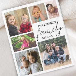 Aangepaste familienaam White 6 Foto Collage Fleece Deken