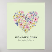Aangepaste familienaam Wilde bloem Hart Poster (Voorkant)