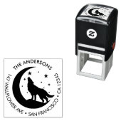 Aangepaste familienaam Wolf Moon Retouradres Zelfinktende Stempel (In situ)